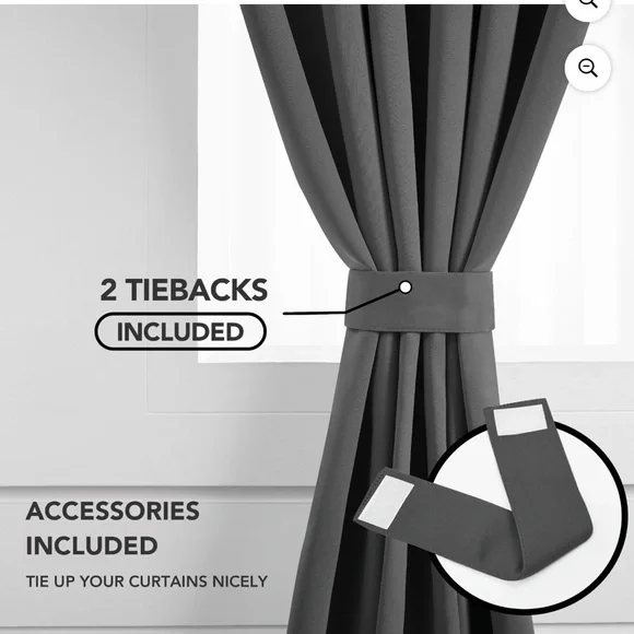 Set of gray 52” x 84” curtains - Picture 4 of 5